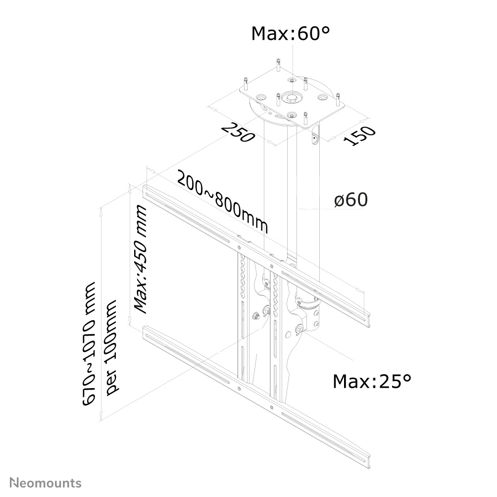 Neomounts monitor plafondsteun